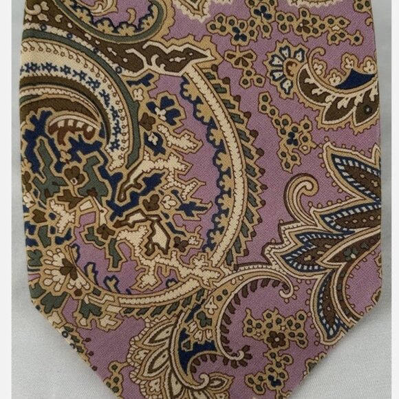 Vintage Polo Ralph Lauren Purple Paisley Silk Neck Tie Made In USA - Picture 2 of 5